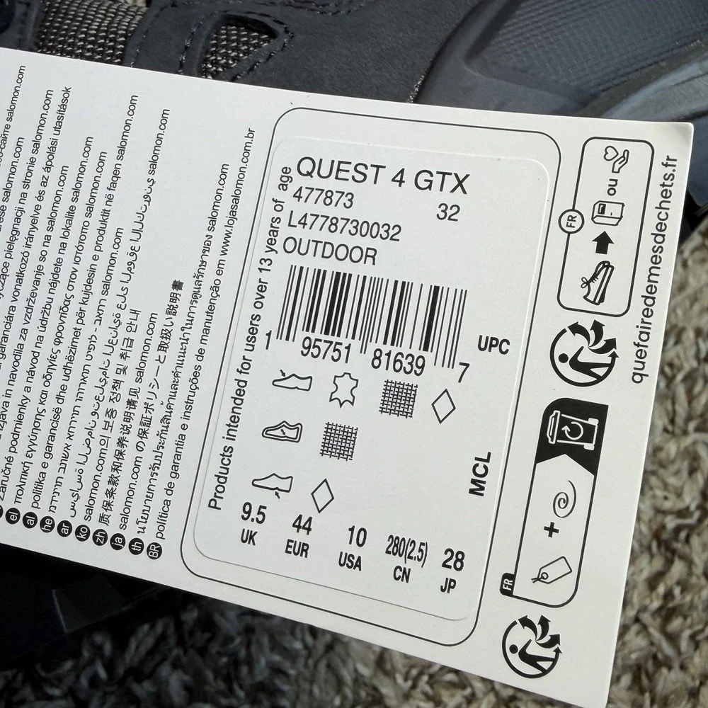 Salomon Quest 4 GTX Gore-Tex Hiking Boots Mens 10 Gray Waterproof Tactical NEW - Picture 11 of 11